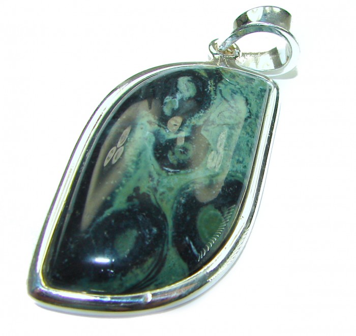 Huge natural best quality Rhyolite .925 Sterling Silver Pendant - photo 2