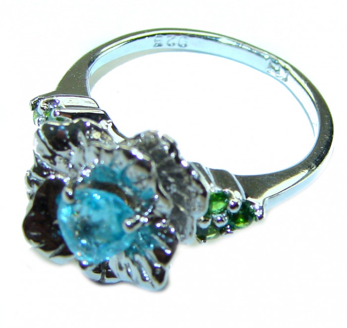 3.5 carat Swiss Blue Topaz .925 Sterling Silver handmade Ring size 6 3/4 - photo 1