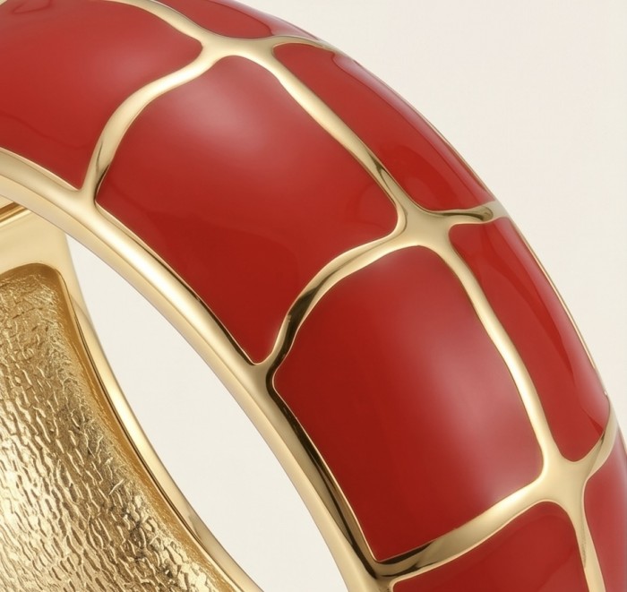Red Enamel Vintage style Luxurious Golden Hinge Bangle Bracelet - photo 2