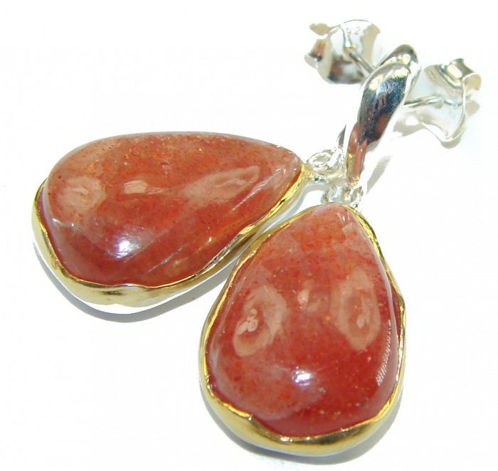 Excellent quality golden Calcite 14K Gold over .925 Sterling Silver earrings - photo 3