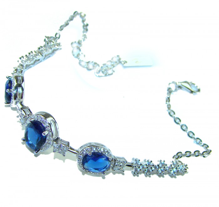 Luxurious 3.4 carat Sapphire .925 Sterling Silver handcrafted Bracelet - photo 2