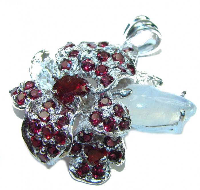 Carmen authentic Garnet Moonstone .925 Sterling Silver handcrafted pendant - photo 2