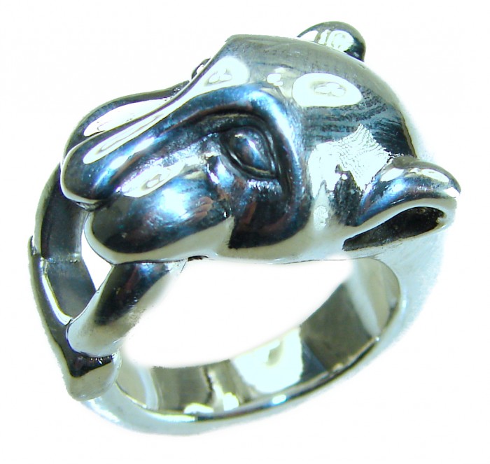 Cheetah .925 Sterling Silver handmade Statement Ring s. 6 - Cheetah Sterling Silver Ring, close-up side view, size 6.