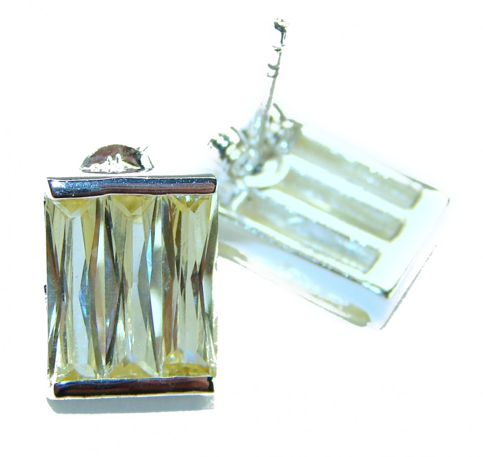 Cubic Zirconia .925 Sterling Silver handmade earrings - Cubic Zirconia sterling silver earrings, front and back view.