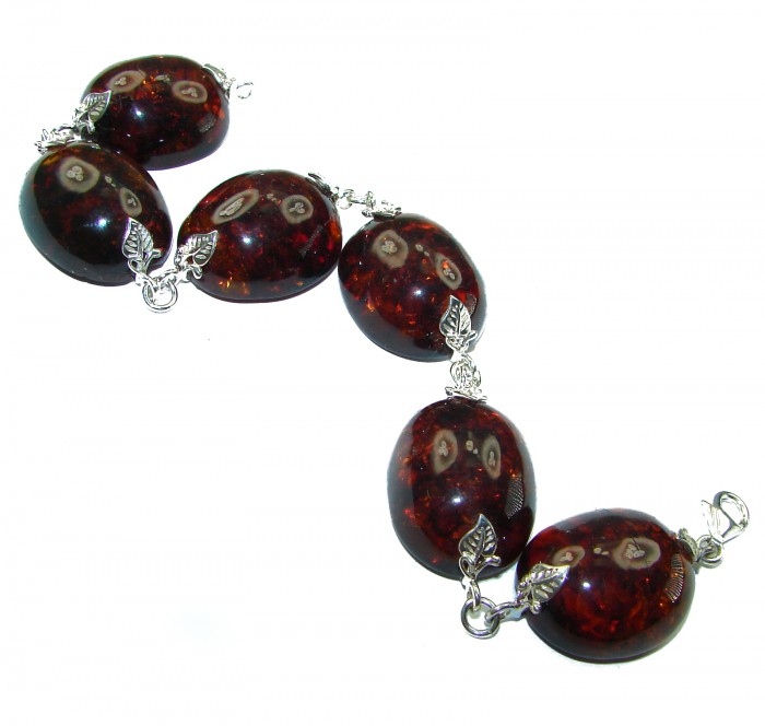 Cognac Color Beautiful Amber .925 Sterling Silver handcrafted Bracelet - photo 1