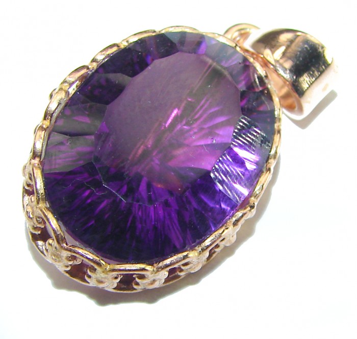 18.6 carat Perfect faceted Amethyst .925 Sterling Silver handcrafted Pendant - photo 2
