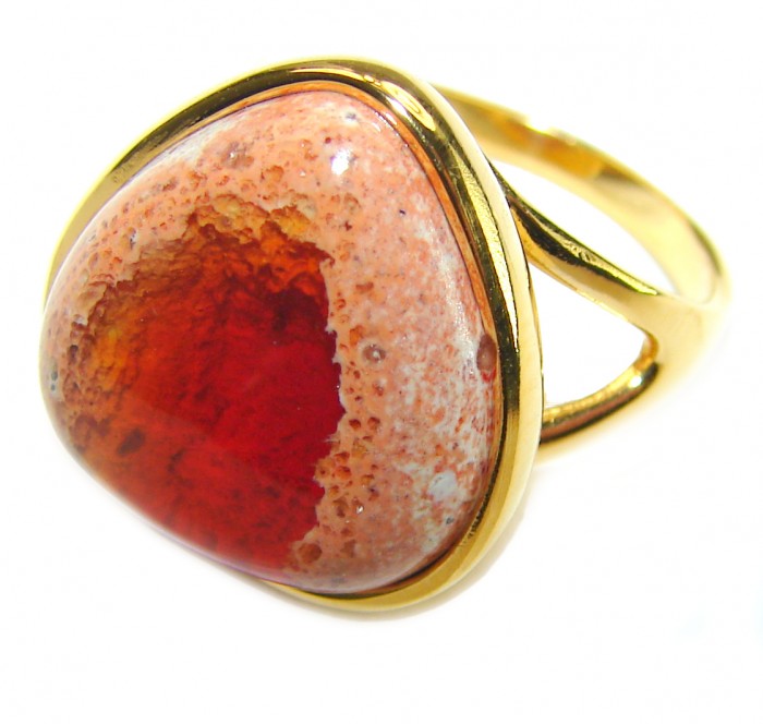 Bonfire Night best quality 9.5 carat Mexican Opal 14K Gold over .925 Sterling Silver handmade ring 6 - photo 1