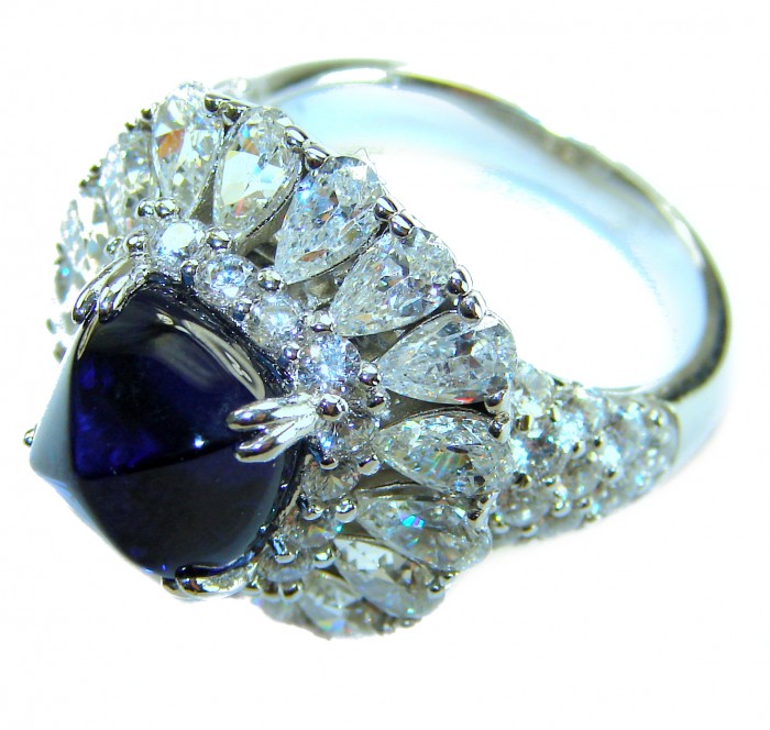 Born to Glam 5.2 carat natural Tanzanite .925 Sterling Silver Perfectly handcrafted Ring s. 7 1/4 - Close-up of Born to Glam 5.2 carat Tanzanite ring in sterling silver.