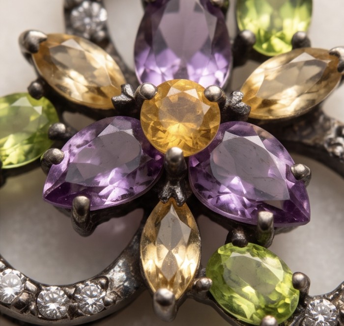 Divine creation 14.8 carat Precious Amethyst .925 Sterling Silver dipped in black rhodium handcarfted Pendant - Stone close-up of Divine Creation 14.8ct Amethyst in .925 Sterling Silver