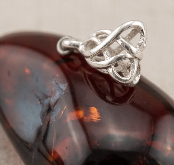 Prehistoric Authentic Baltic Amber .925 Sterling Silver beautifully handcrafted Pendant - photo 3