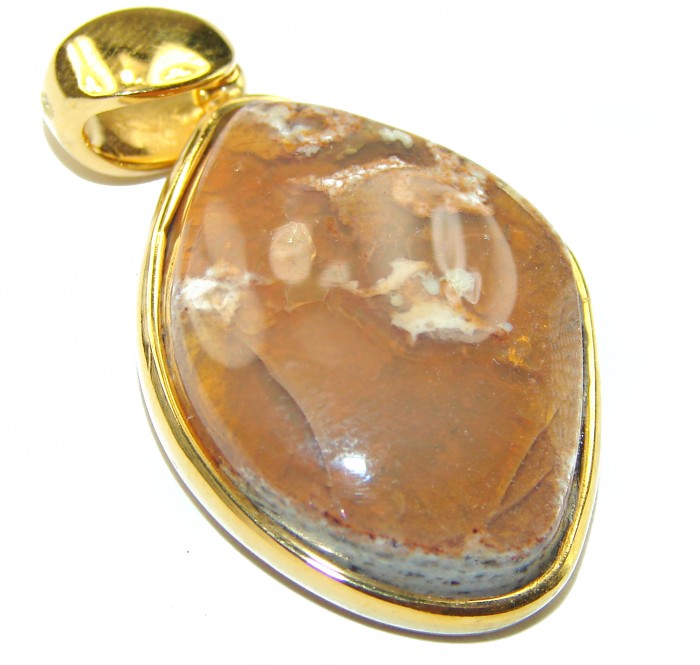 Inner Fire Mexican Fire Opal 18K Gold over .925 Sterling Silver handmade Pendant - photo 1