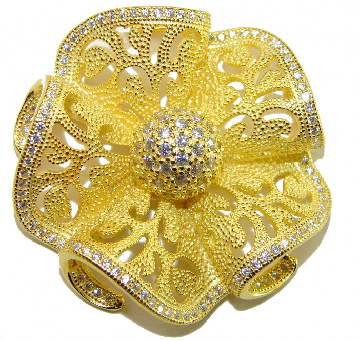 Pure Beauty - Vintage style- genuine 0.7 lab grown Diamond 18K Gold over .925 Sterling Silver handmade Pendant - photo 3