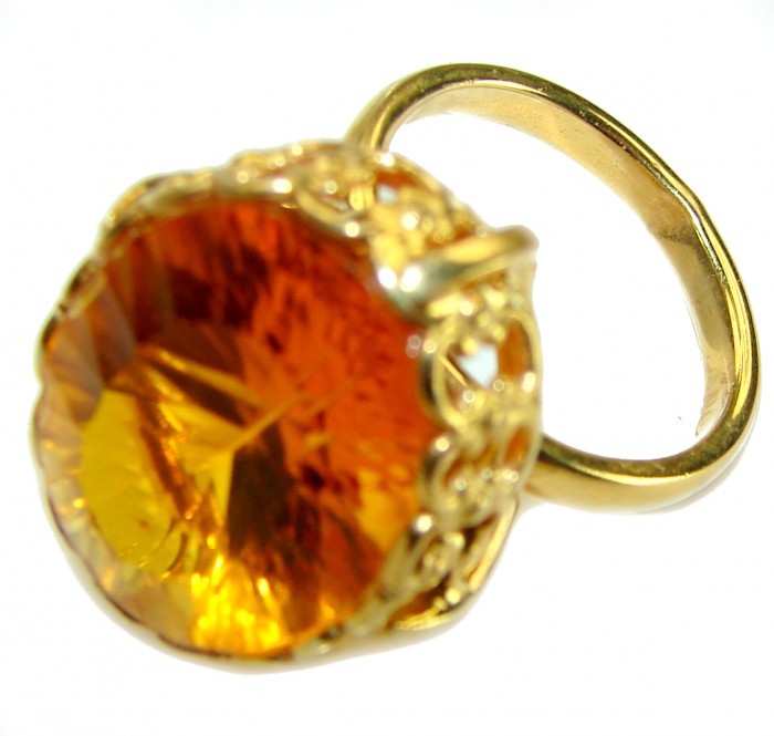 Oversized Golden Rays of Sunlight 24.5 carat Yellow Topaz .925 Sterling Silver Large Ring size 7 1/4 - photo 2
