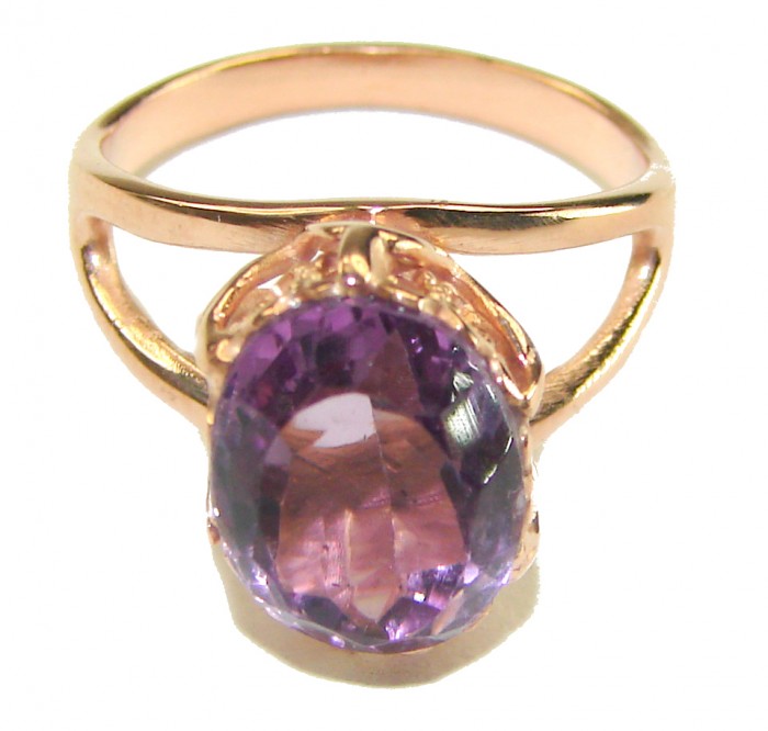 Purple Amethyst 14K Rose Gold over .925 Sterling Silver Handcrafted Ring size 6 1/2 - photo 2