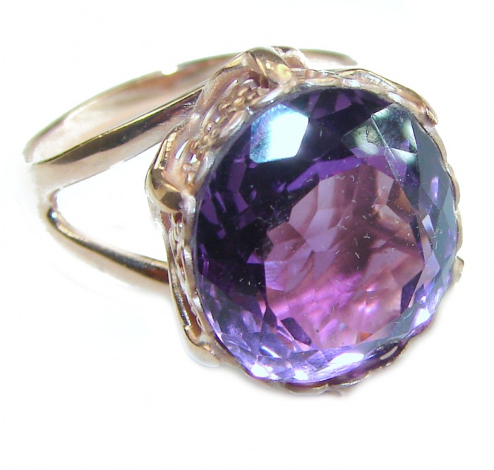 Purple Amethyst 14K Rose Gold over .925 Sterling Silver Handcrafted Ring size 8 1/2 - photo 2