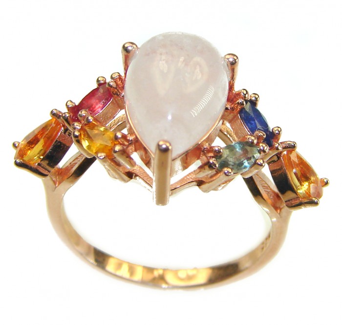 Exceptional Morganite 18K Rose Gold over .925 Sterling Silver handcrafted ring s. 7 1/2 - photo 2