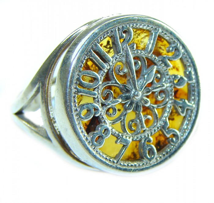 Precious Watch Authentic Baltic Amber .925 Sterling Silver handcrafted ring; s. 6 adjustable - photo 3