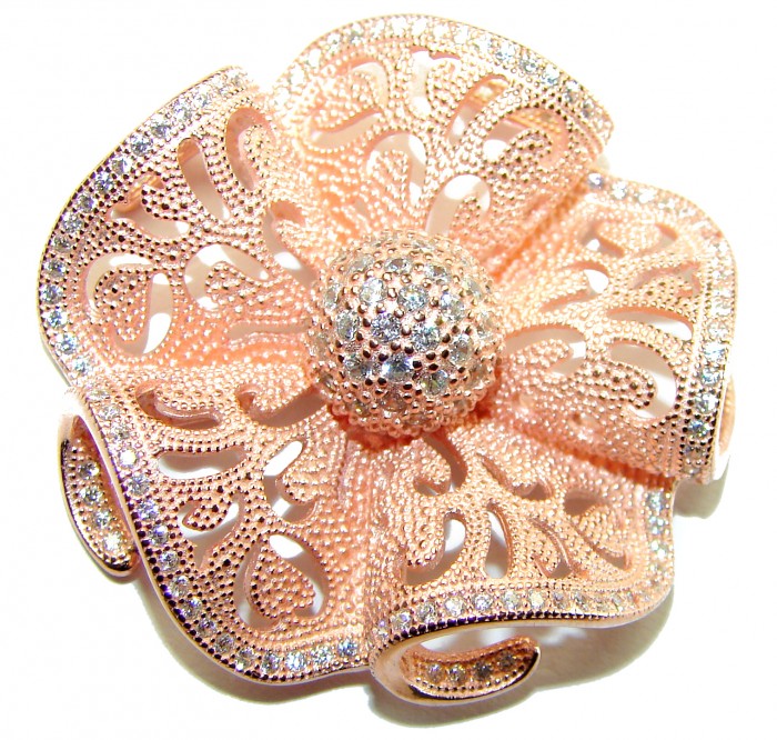Pure Beauty - Vintage style- genuine 0.7 lab grown Diamond 18K Rose Gold over .925 Sterling Silver handmade Pendant - photo 3