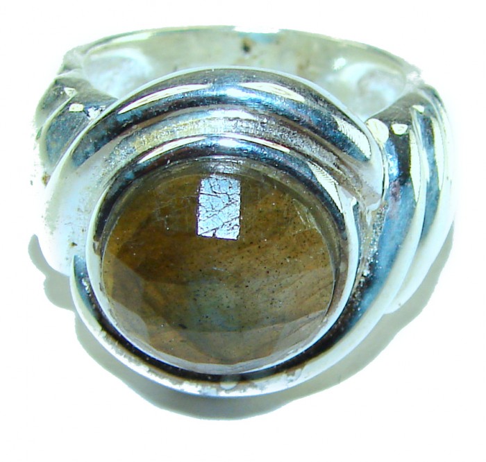 Mystic Aura Silky Labradorite .925 Sterling Silver handcrafted Large ring size 7 3/4 - photo 2