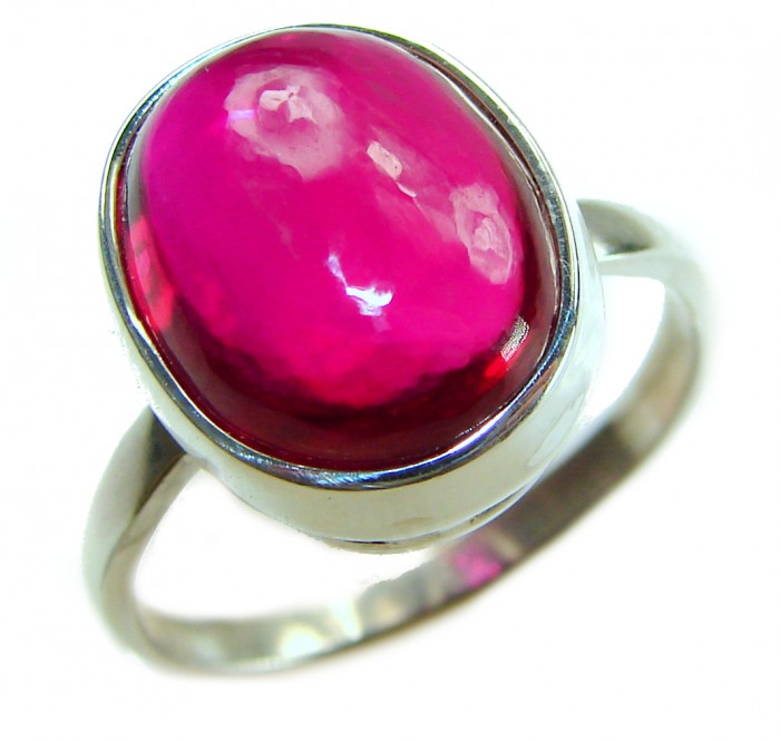 Bella Rosa Genuine 10.5 CARAT Ruby .925 Sterling Silver Statement Ring size 10 - Close-up of Bella Rosa 10.5 carat ruby ring in .925 sterling silver.