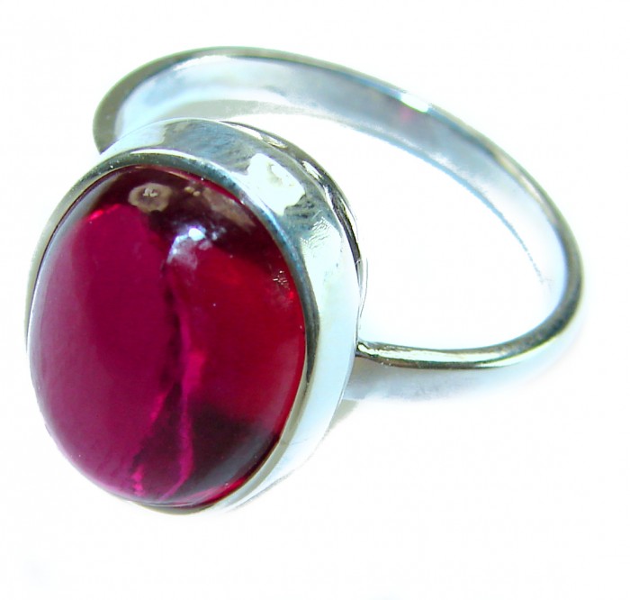 Bella Rosa Genuine 10.5 CARAT Ruby .925 Sterling Silver Statement Ring size 10 - Close-up of Bella Rosa 10.5 carat ruby ring in sterling silver.