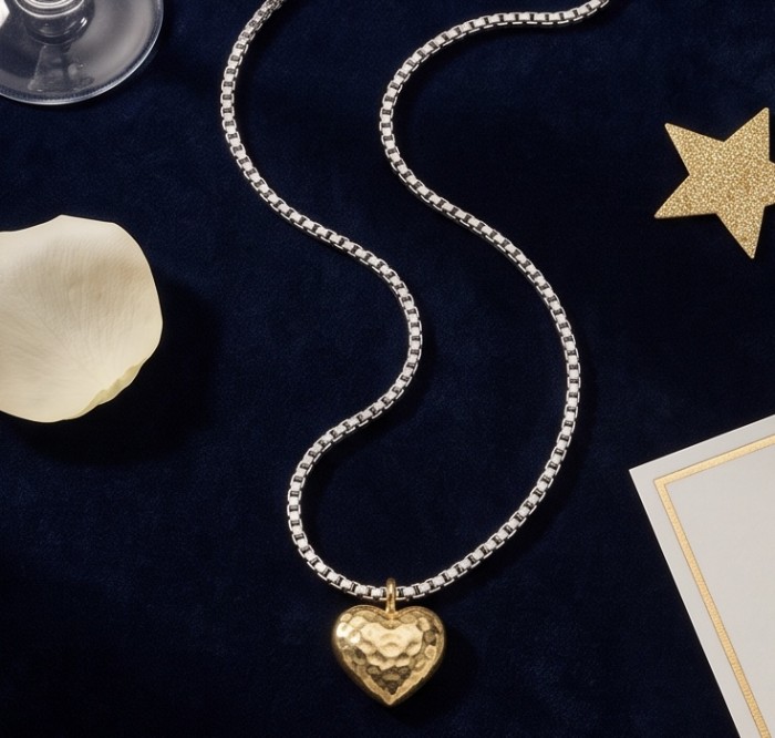 Golden Heart Luxurious 2.4 carat pave White Topaz 18K Gold over .925 Sterling Silver handcrafted necklace - photo 3