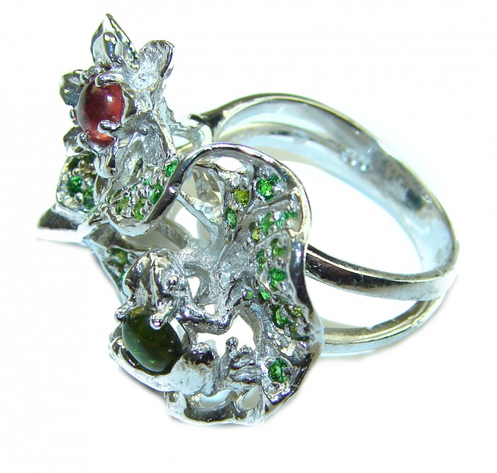 Summer Meadow authentic Garnet .925 Sterling Silver handcrafted Ring size 8 1/4 - photo 2