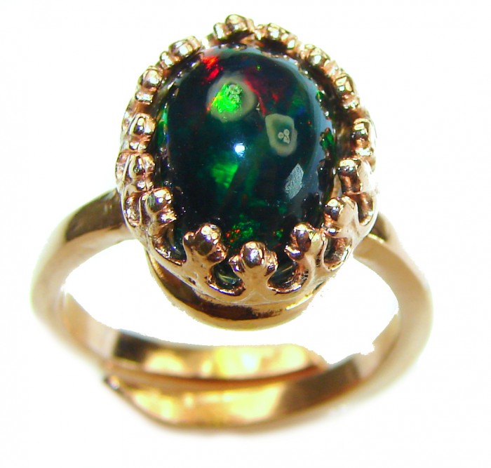 Other Galaxy Genuine 8.5 carat Black Opal 18K Gold over .925 Sterling Silver handmade Ring size 6 adjustable - photo 1