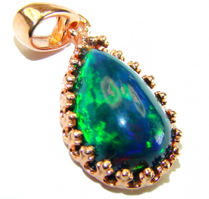 Milky Way 15.6CTW Authentic Black Opal 18K Gold over .925 Sterling Silver handmade Pendant - photo 3