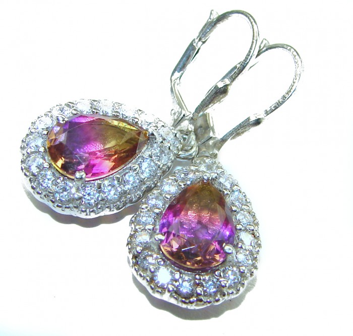 6.2 carat Ametrine .925 Sterling Silver entirely handmade earrings - photo 2