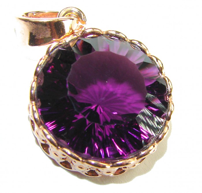 Vintage Design Amethyst 14K Gold over .925 Sterling Silver handcrafted Pendant - photo 3