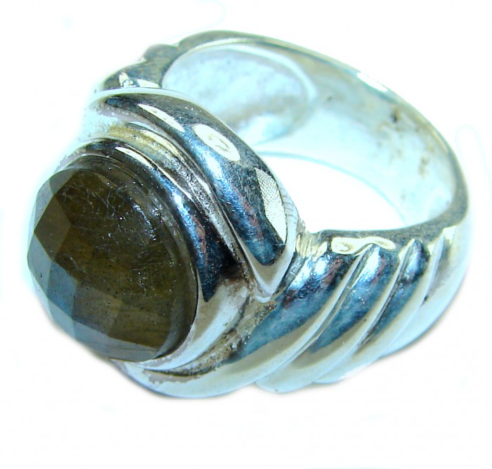 Mystic Aura Silky Labradorite .925 Sterling Silver handcrafted Large ring size 7 3/4 - photo 1
