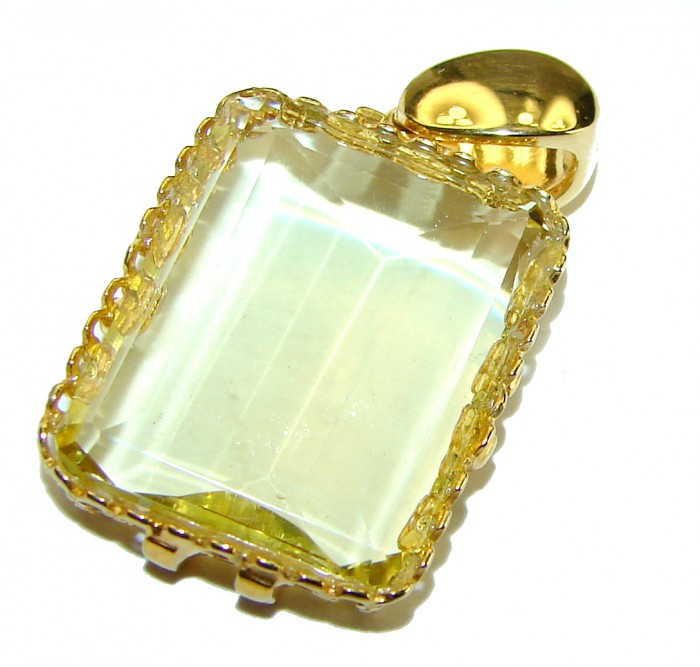10.3 carat Lemon Quartz 14K Gold over .925 Sterling Silver handcrafted pendant - photo 2