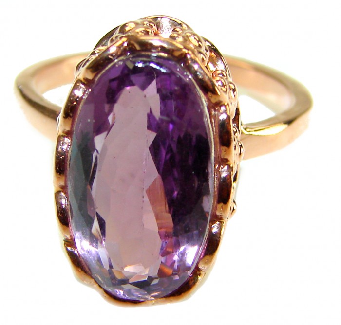 Dramatic design 15.8 carat Amethyst 18K Rose Gold over .925 Sterling Silver Handcrafted Ring size 9 1/2 - photo 2