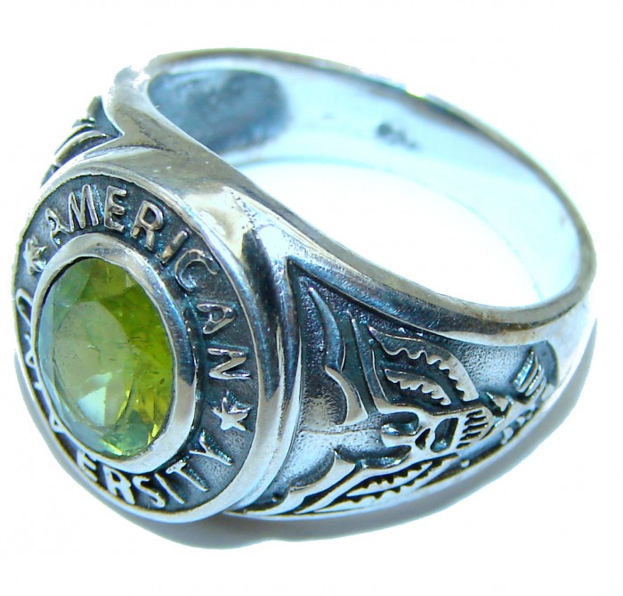 American University Authentic Peridot .925 Sterling Silver ring s. 7 1/4 - photo 2