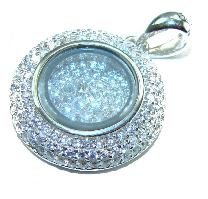Floating Memories 4.5 carat White Sapphire .925 Sterling Silver Handcrafted Statement pendant - Pendant close-up, white sapphires, sterling silver, front view.
