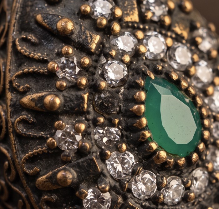 Victorian Style Emerald & White Topaz ring; s. 6 - photo 3