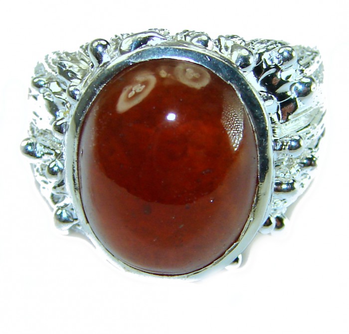 Blooming Rose Red Authentic Garnet .925 Sterling Silver handcrafted Ring size 7 - photo 2