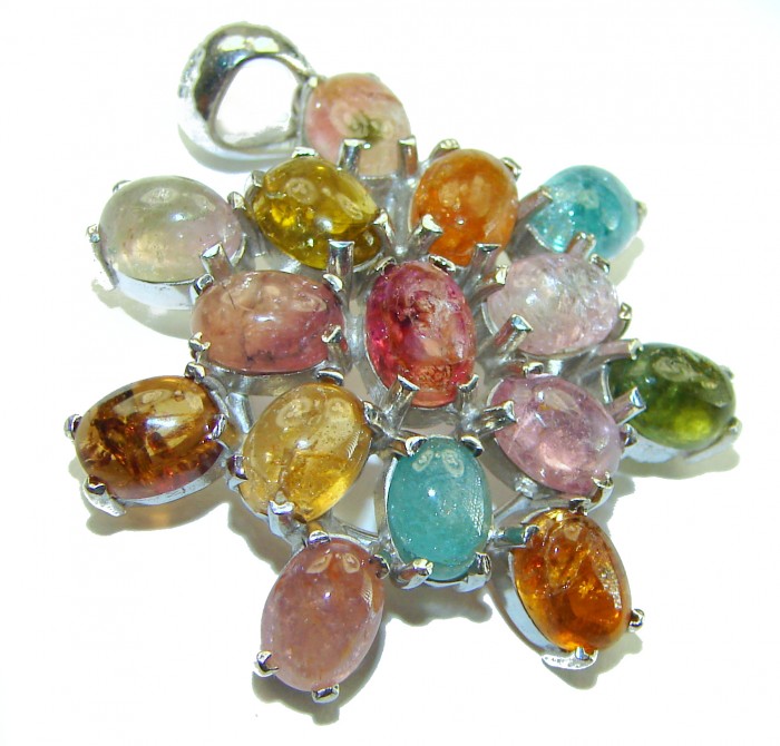 Fernanda - Authentic 20.5 carat Brazilian Tourmaline .925 Sterling Silver handcrafted Pendant - photo 1