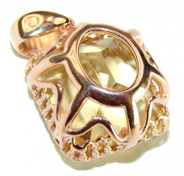 10.3 carat Lemon Quartz 14K Rose Gold over .925 Sterling Silver handcrafted pendant - photo 1