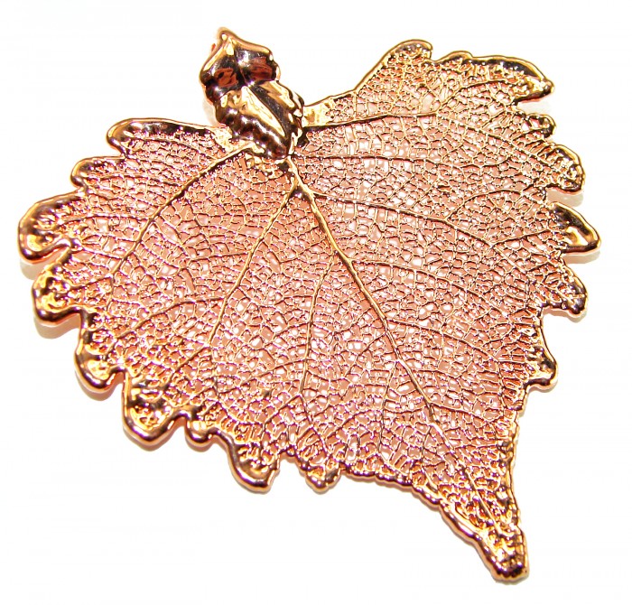 Stylish REAL Leaf dipped in .925 Sterling Silver and Copper Pendant - photo 3