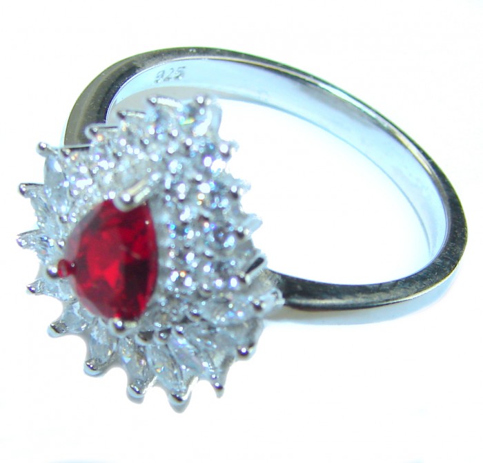 Gabriella oval cut 1.8 carat Ruby .925 Sterling Silver handcrafted Cocktail Ring s. 8 - photo 1