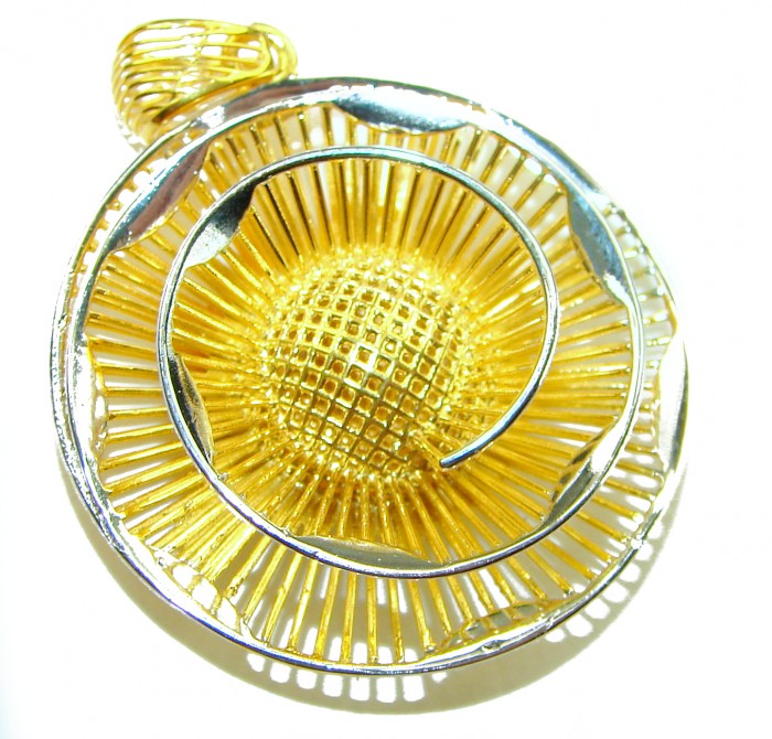 Golden Spinal 22K Gold over .925 Sterling Silver handcrafted Pendant - Golden Spinal pendant, top view, 22K gold over sterling silver.