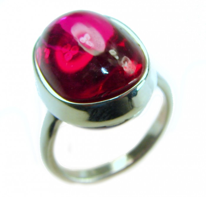 Bella Rosa Genuine 10.5 CARAT Star Ruby .925 Sterling Silver Large Statement Ring size 7 1/4 - Close-up of Bella Rosa 10.5 carat ruby ring in sterling silver.