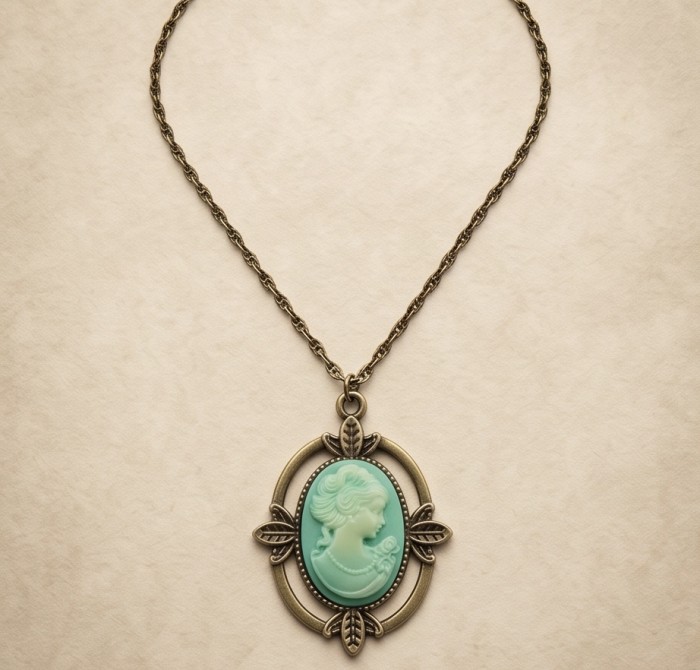 Vintage Beauty Cameo Rainbow Abalone Vintage style dipped in black rhodium Necklace - photo 4