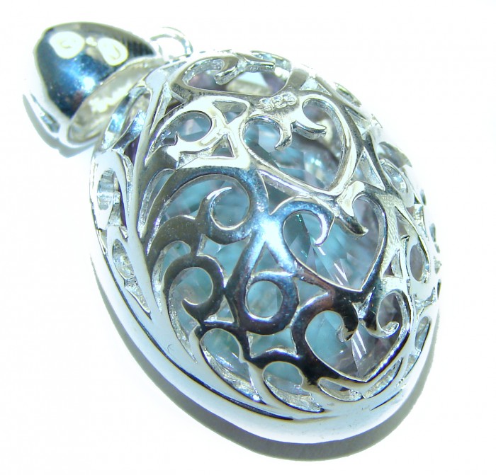 26.5 carat oval cut Mystic Topaz .925 Sterling Silver handcrafted Pendant - photo 2