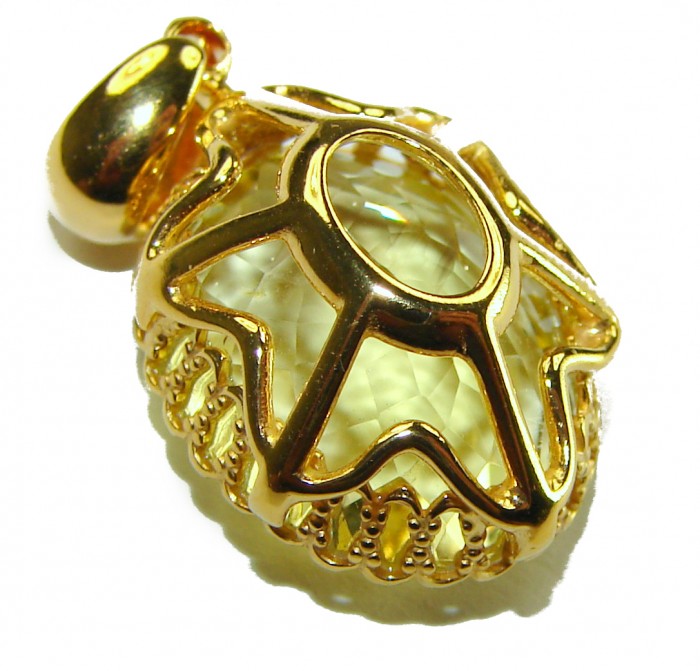 10.3 carat Lemon Quartz 14K Gold over .925 Sterling Silver handcrafted pendant - photo 1