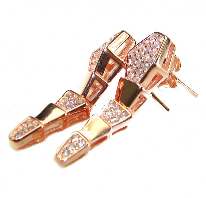 The Egyptian Cobra White Sapphire 18K Rose Gold over .925 Sterling Silver handcrafted Earrings - photo 3