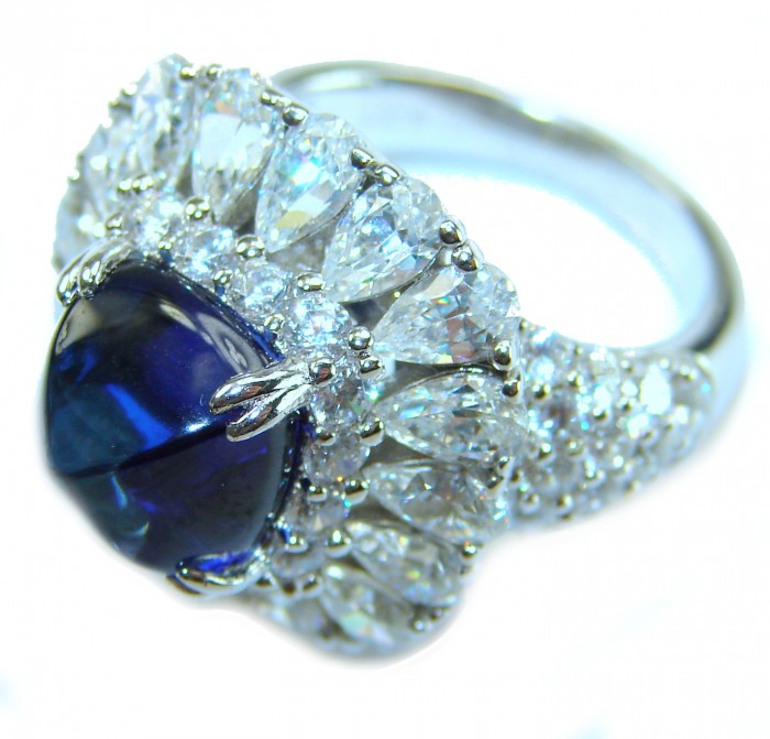 Born to Glam 5.2 carat natural Tanzanite .925 Sterling Silver Perfectly handcrafted Ring s. 5 - Close-up of Born to Glam Tanzanite ring with diamond accents