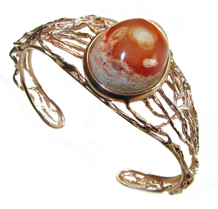 Authentic Mexican Opal handmade 14K Rose Gold over .925 Sterling Silver Bracelet / Cuff - photo 3